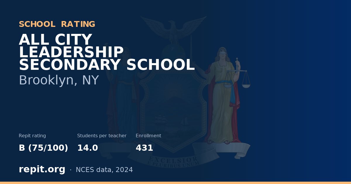ALL CITY LEADERSHIP SECONDARY SCHOOL, Brooklyn, NY — Repit school rating B (75/100)