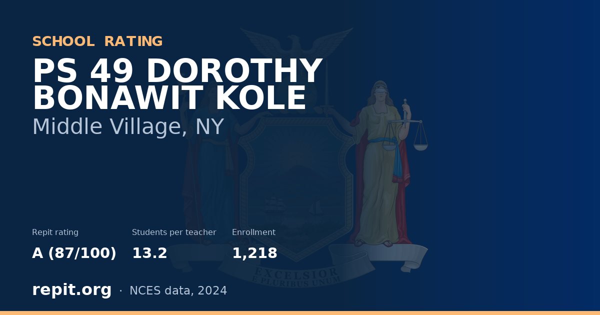 PS 49 DOROTHY BONAWIT KOLE, Middle Village, NY — Repit school rating A (87/100)
