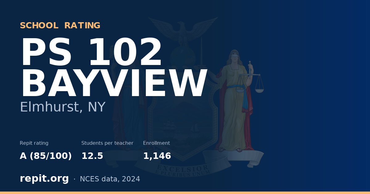 PS 102 BAYVIEW, Elmhurst, NY — Repit school rating A (85/100)