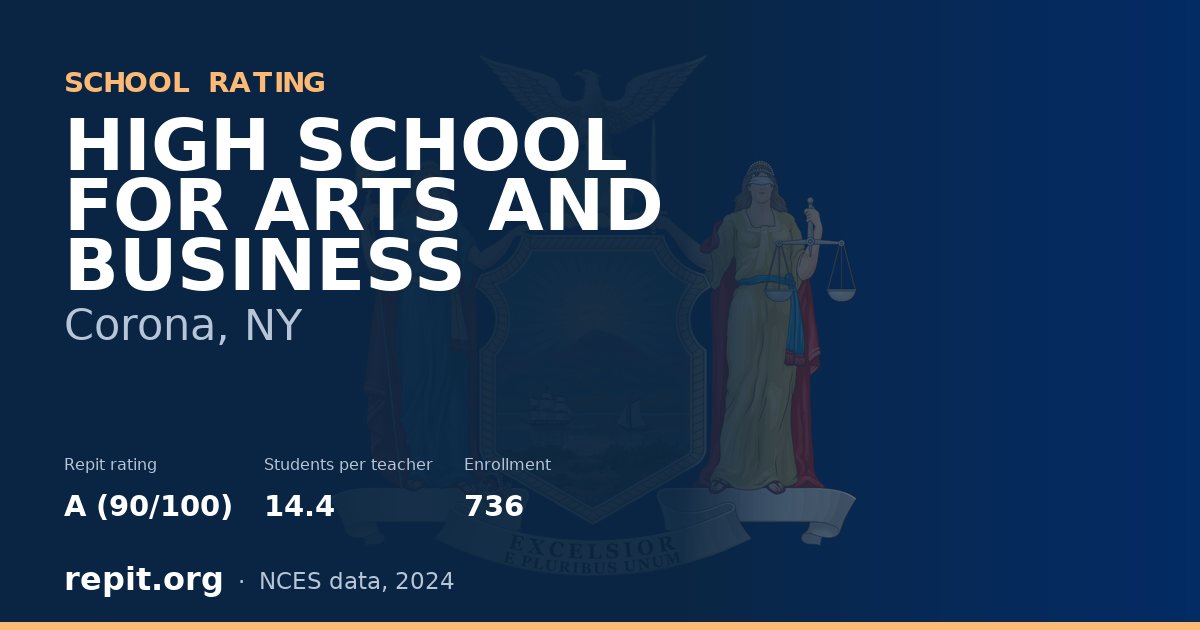 HIGH SCHOOL FOR ARTS AND BUSINESS, Corona, NY — Repit school rating A (90/100)