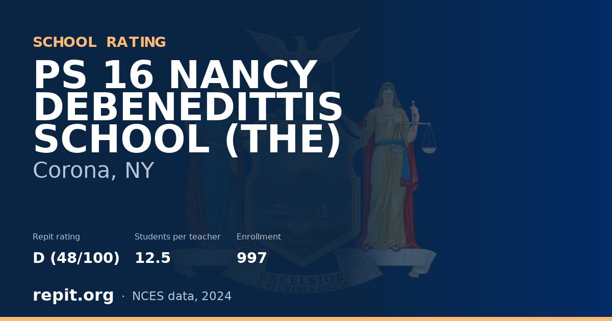 PS 16 NANCY DEBENEDITTIS SCHOOL (THE), Corona, NY — Repit school rating D (48/100)