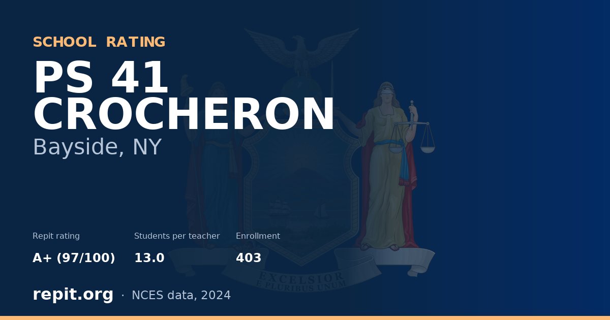 PS 41 CROCHERON, Bayside, NY — Repit school rating A+ (97/100)