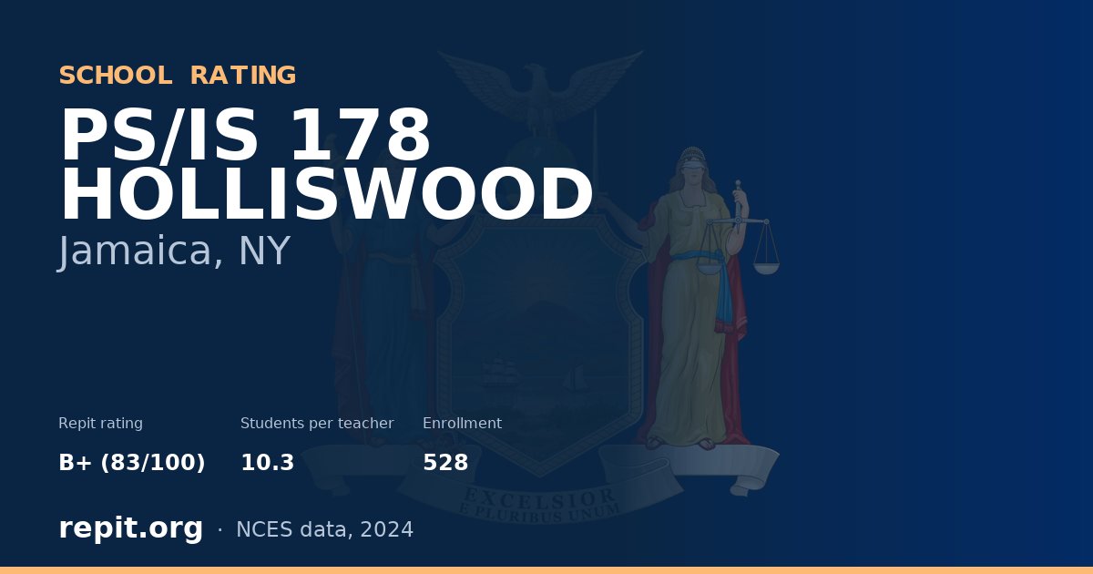 PS/IS 178 HOLLISWOOD, Jamaica, NY — Repit school rating B+ (83/100)