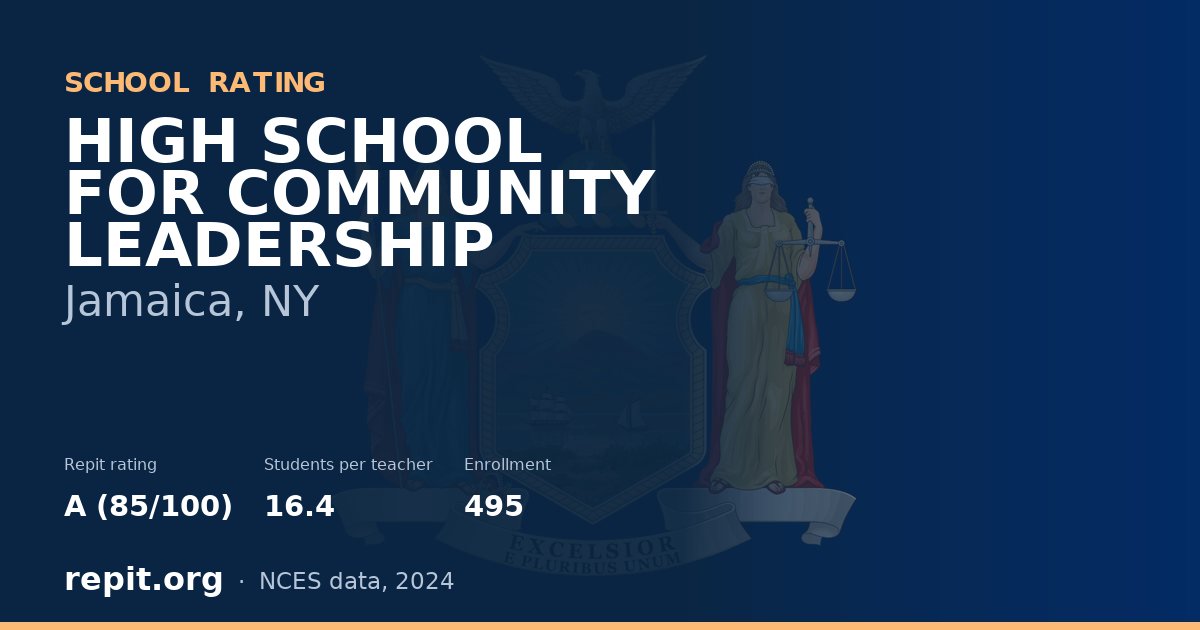 HIGH SCHOOL FOR COMMUNITY LEADERSHIP, Jamaica, NY — Repit school rating A (85/100)