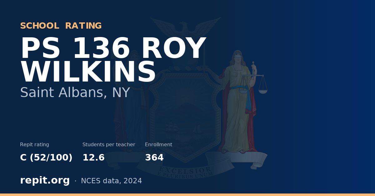 PS 136 ROY WILKINS, Saint Albans, NY — Repit school rating C (52/100)