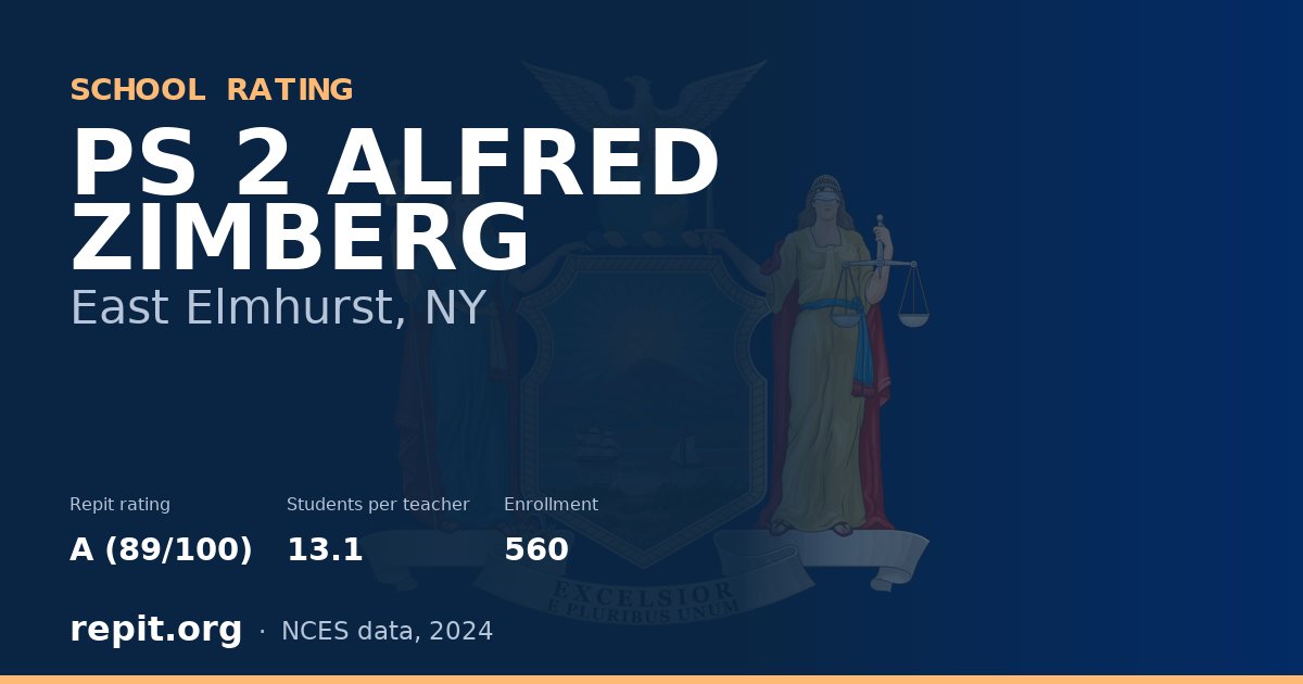 PS 2 ALFRED ZIMBERG, East Elmhurst, NY — Repit school rating A (89/100)