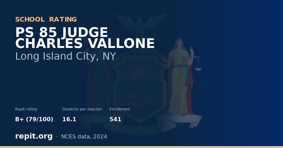 PS 85 JUDGE CHARLES VALLONE, Long Island City, NY — Repit school rating B+ (79/100)