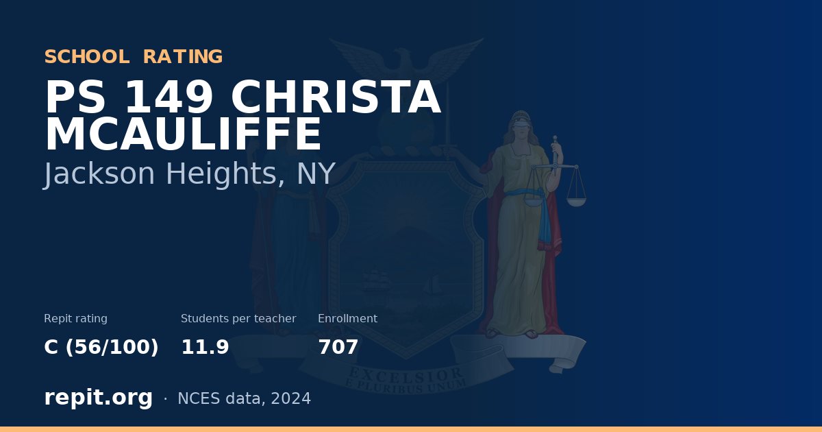 PS 149 CHRISTA MCAULIFFE, Jackson Heights, NY — Repit school rating C (56/100)