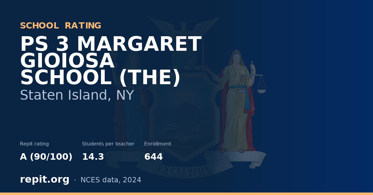 PS 3 MARGARET GIOIOSA SCHOOL (THE), Staten Island, NY — Repit school rating A (90/100)