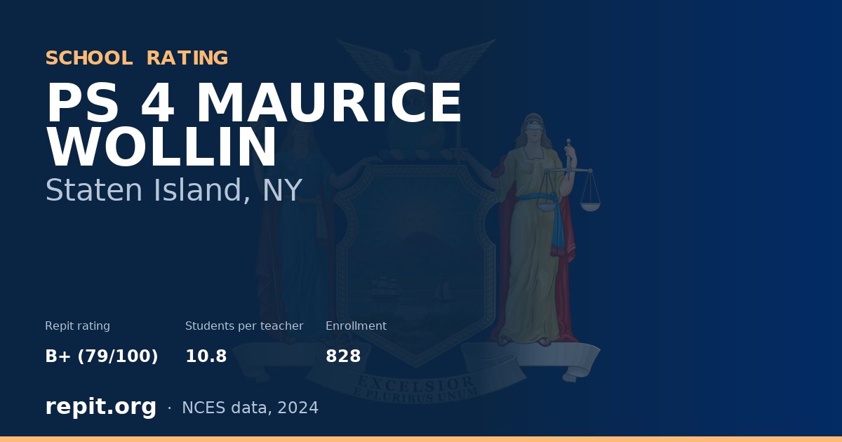 PS 4 MAURICE WOLLIN, Staten Island, NY — Repit school rating B+ (79/100)