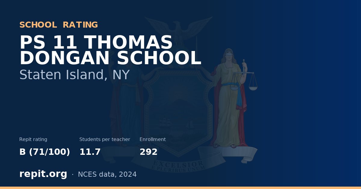 PS 11 THOMAS DONGAN SCHOOL, Staten Island, NY — Repit school rating B (71/100)