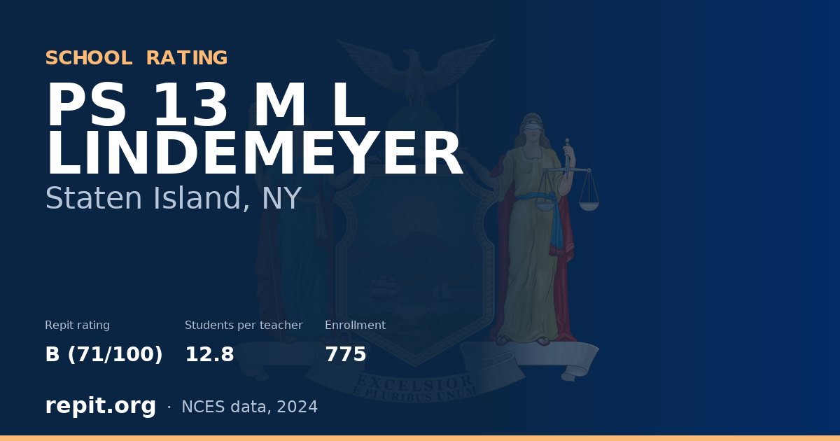 PS 13 M L LINDEMEYER, Staten Island, NY — Repit school rating B (71/100)