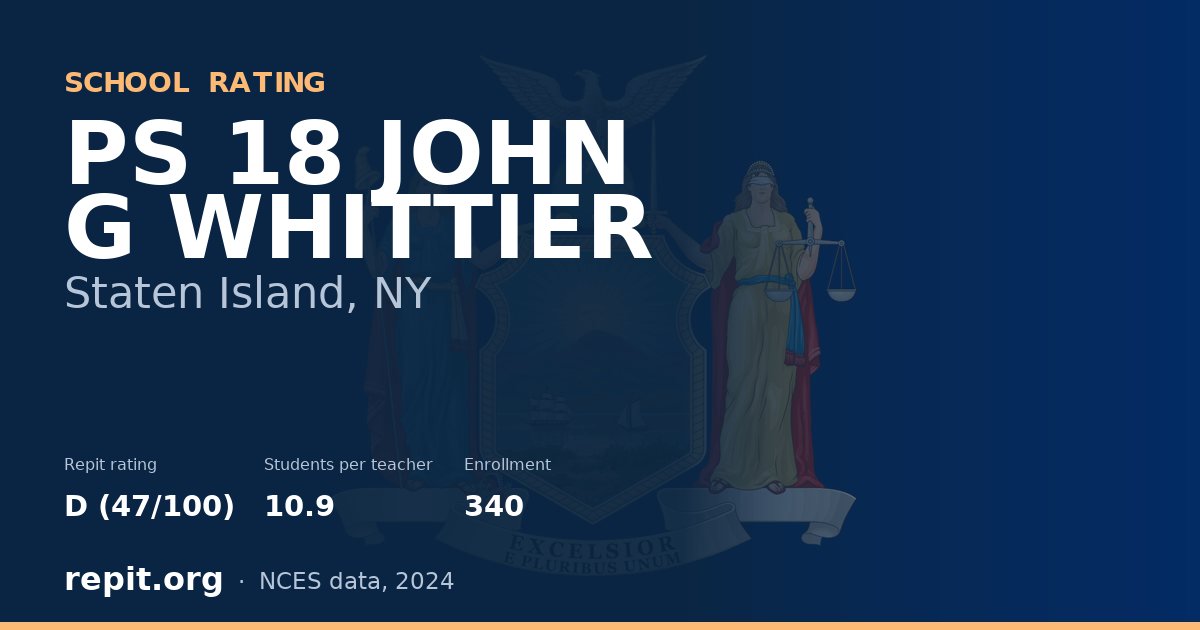 PS 18 JOHN G WHITTIER, Staten Island, NY — Repit school rating D (47/100)