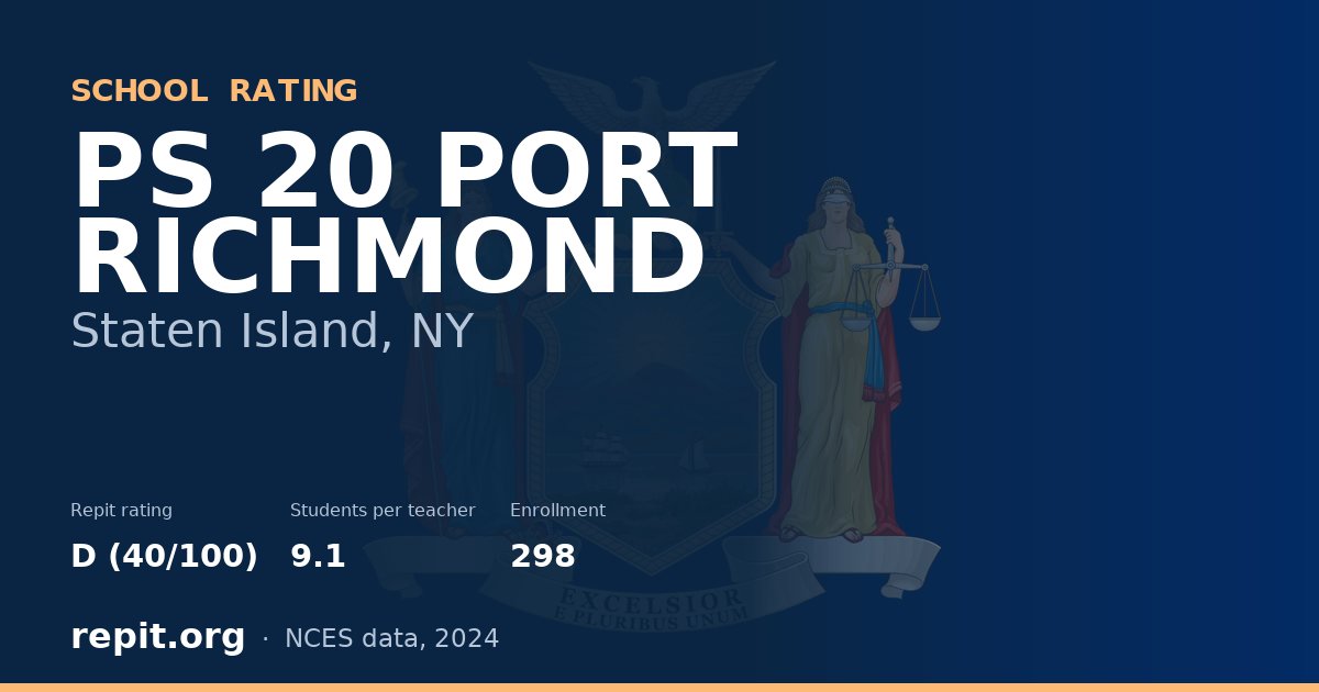 PS 20 PORT RICHMOND, Staten Island, NY — Repit school rating D (40/100)