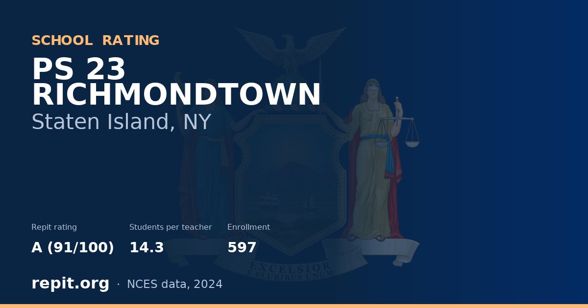 PS 23 RICHMONDTOWN, Staten Island, NY — Repit school rating A (91/100)