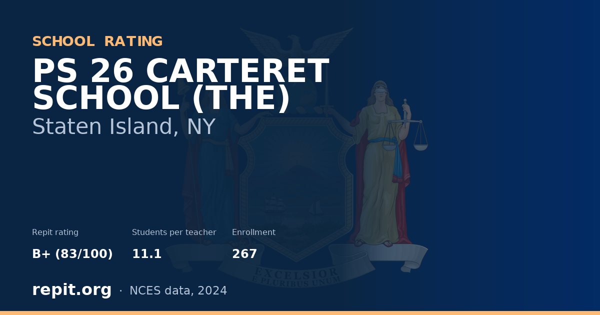 PS 26 CARTERET SCHOOL (THE), Staten Island, NY — Repit school rating B+ (83/100)