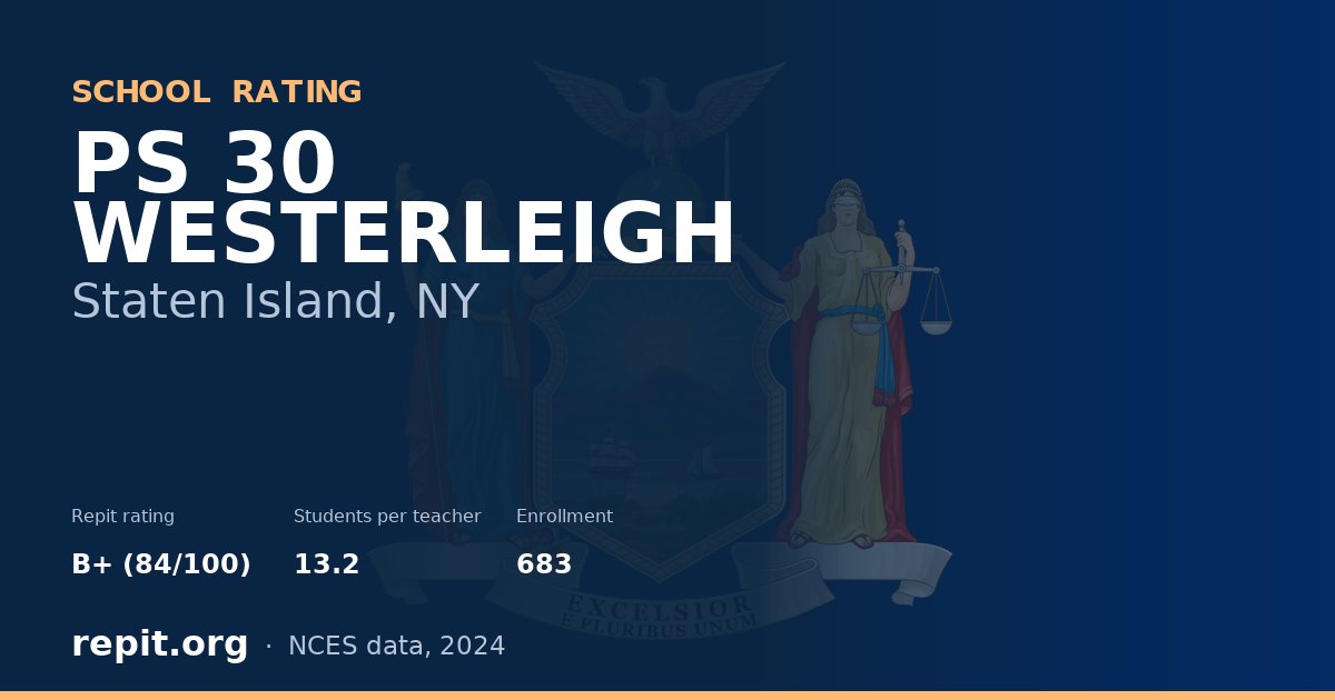 PS 30 WESTERLEIGH, Staten Island, NY — Repit school rating B+ (84/100)