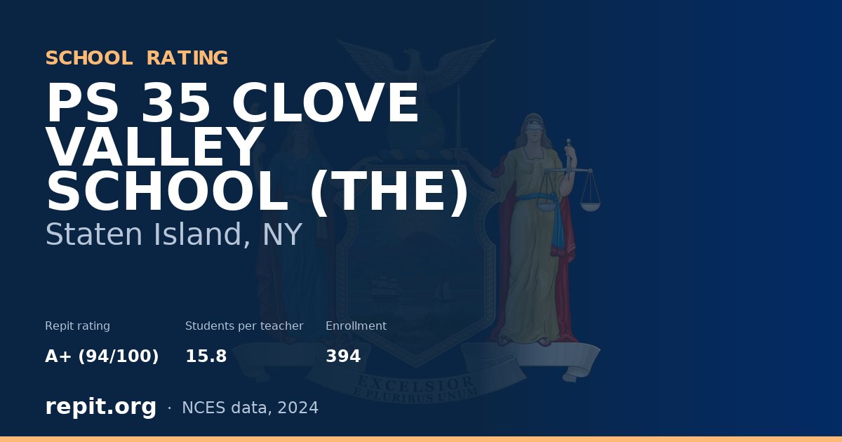 PS 35 CLOVE VALLEY SCHOOL (THE), Staten Island, NY — Repit school rating A+ (94/100)
