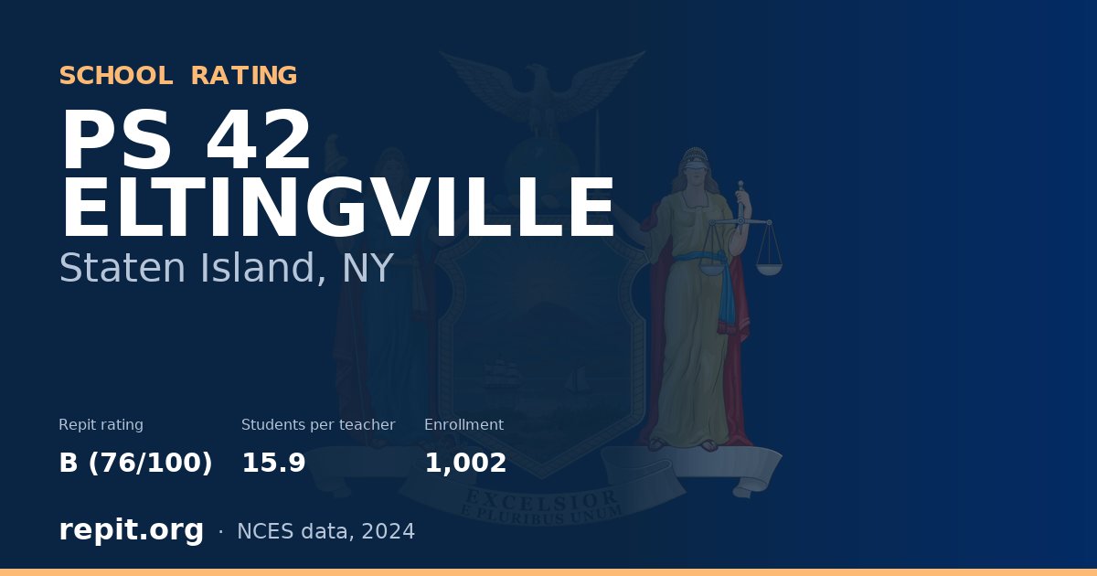 PS 42 ELTINGVILLE, Staten Island, NY — Repit school rating B (76/100)
