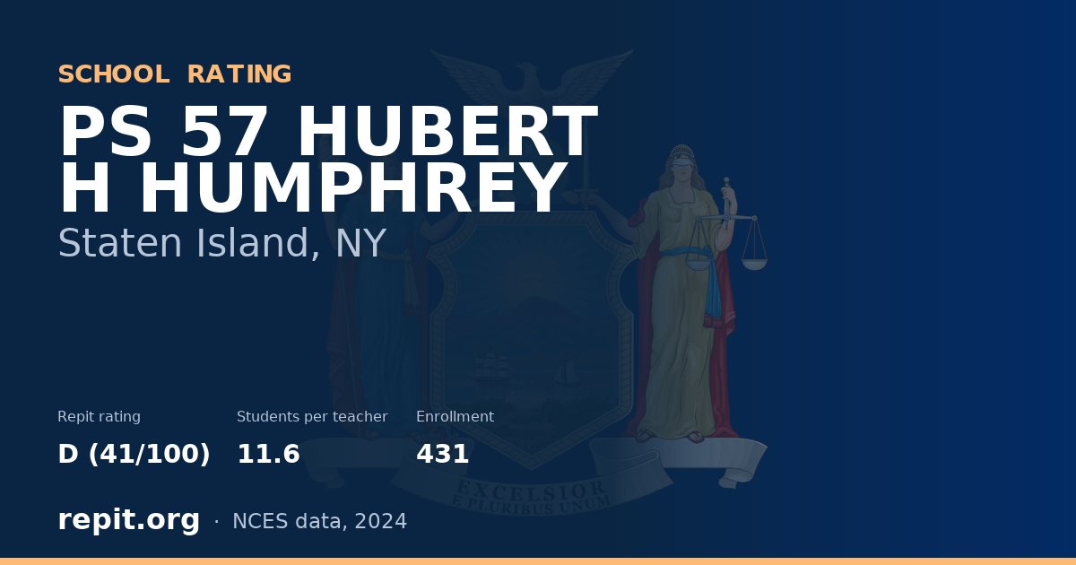 PS 57 HUBERT H HUMPHREY, Staten Island, NY — Repit school rating D (41/100)