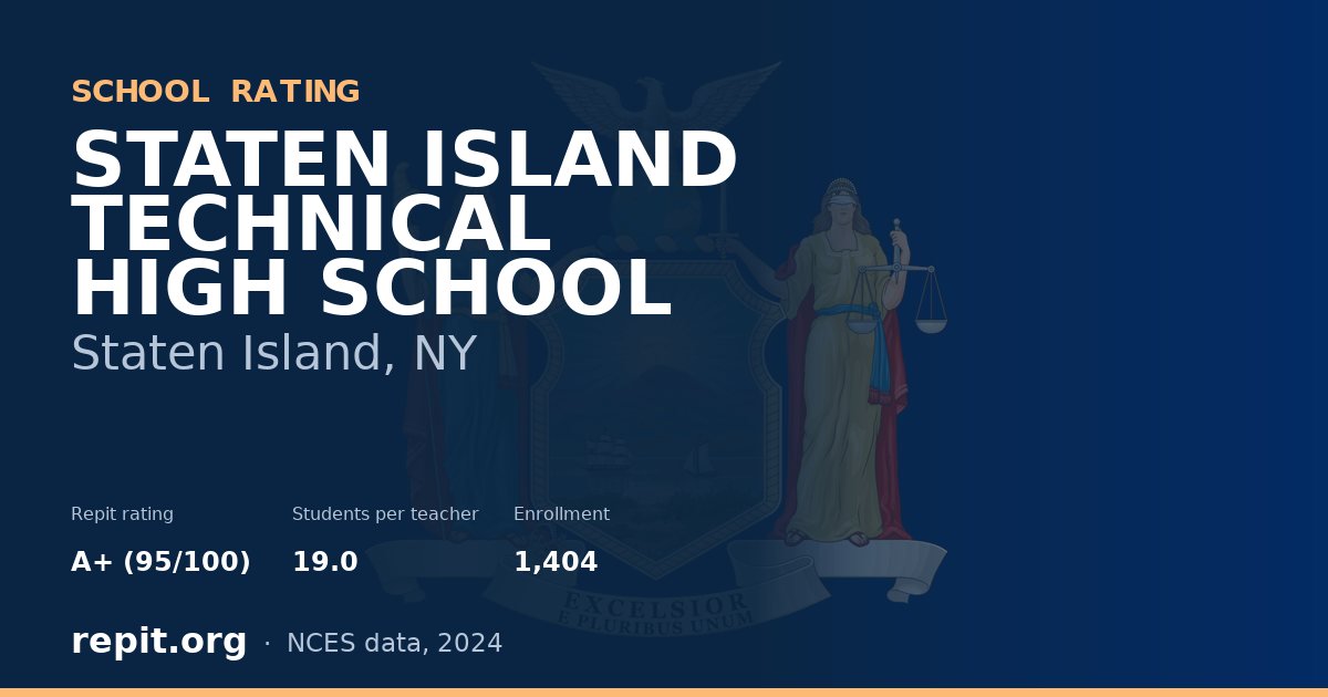 STATEN ISLAND TECHNICAL HIGH SCHOOL, Staten Island, NY — Repit school rating A+ (95/100)
