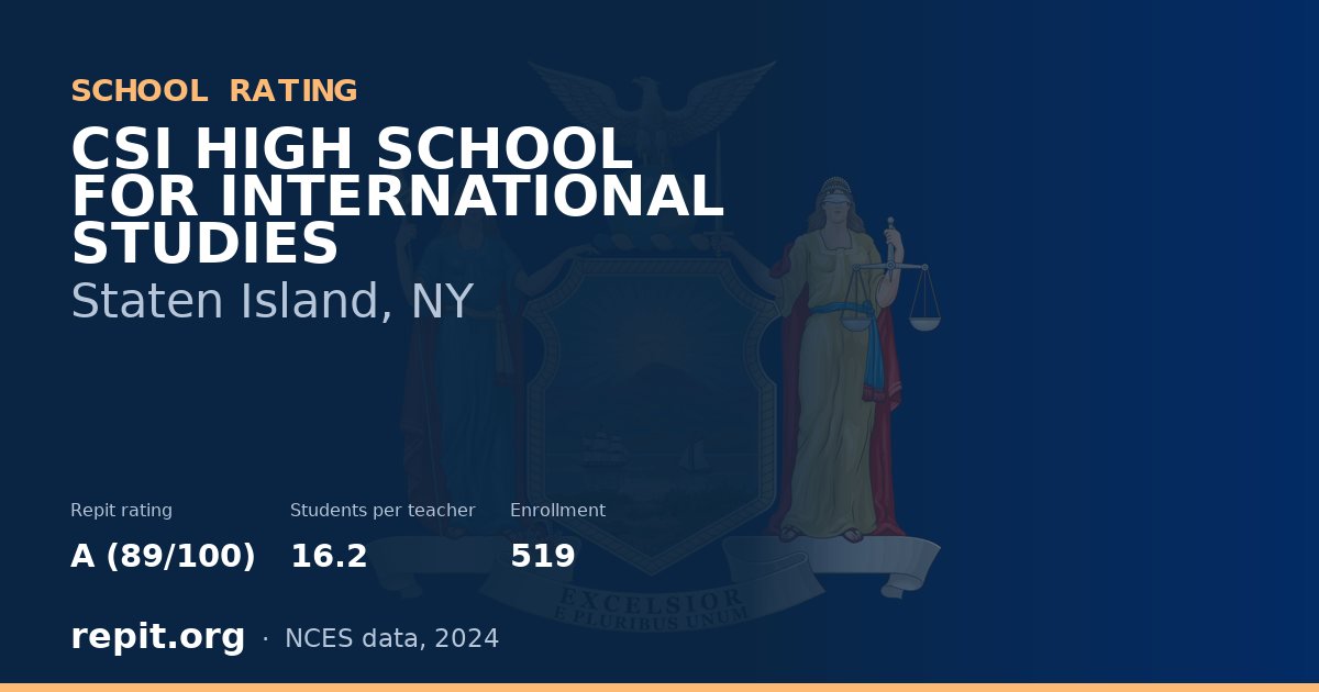 CSI HIGH SCHOOL FOR INTERNATIONAL STUDIES, Staten Island, NY — Repit school rating A (89/100)