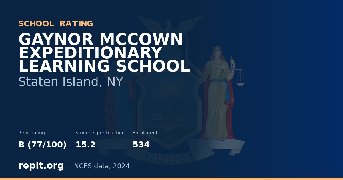 GAYNOR MCCOWN EXPEDITIONARY LEARNING SCHOOL, Staten Island, NY — Repit school rating B (77/100)