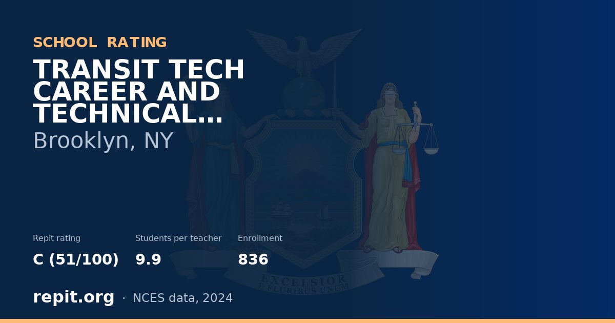 TRANSIT TECH CAREER AND TECHNICAL EDUCATION HIGH SCHOOL, Brooklyn, NY — Repit school rating C (51/100)