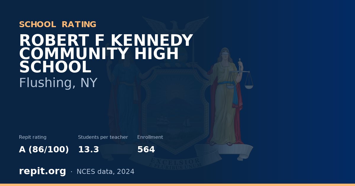 ROBERT F KENNEDY COMMUNITY HIGH SCHOOL, Flushing, NY — Repit school rating A (86/100)