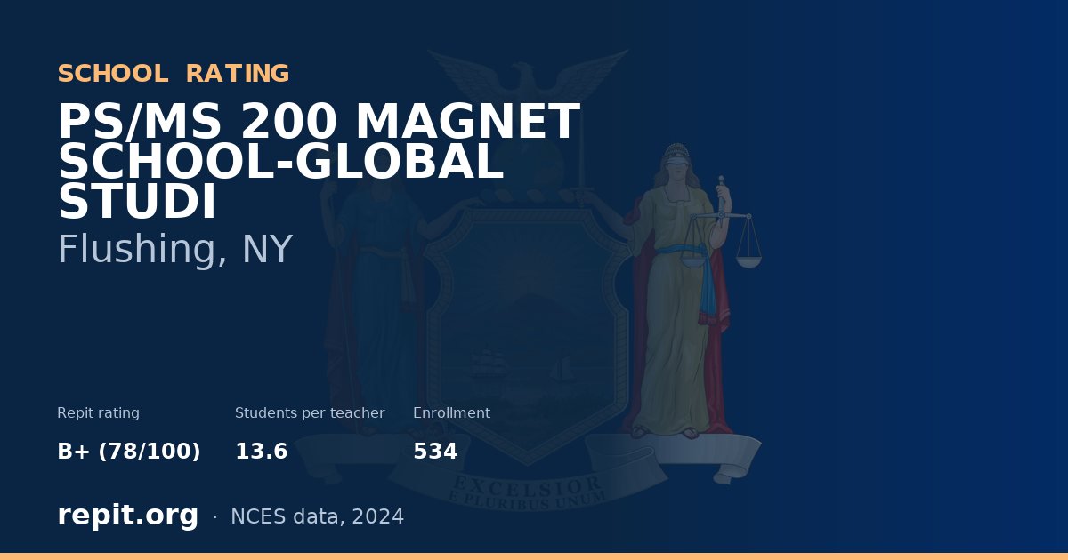 PS/MS 200 MAGNET SCHOOL-GLOBAL STUDI, Flushing, NY — Repit school rating B+ (78/100)