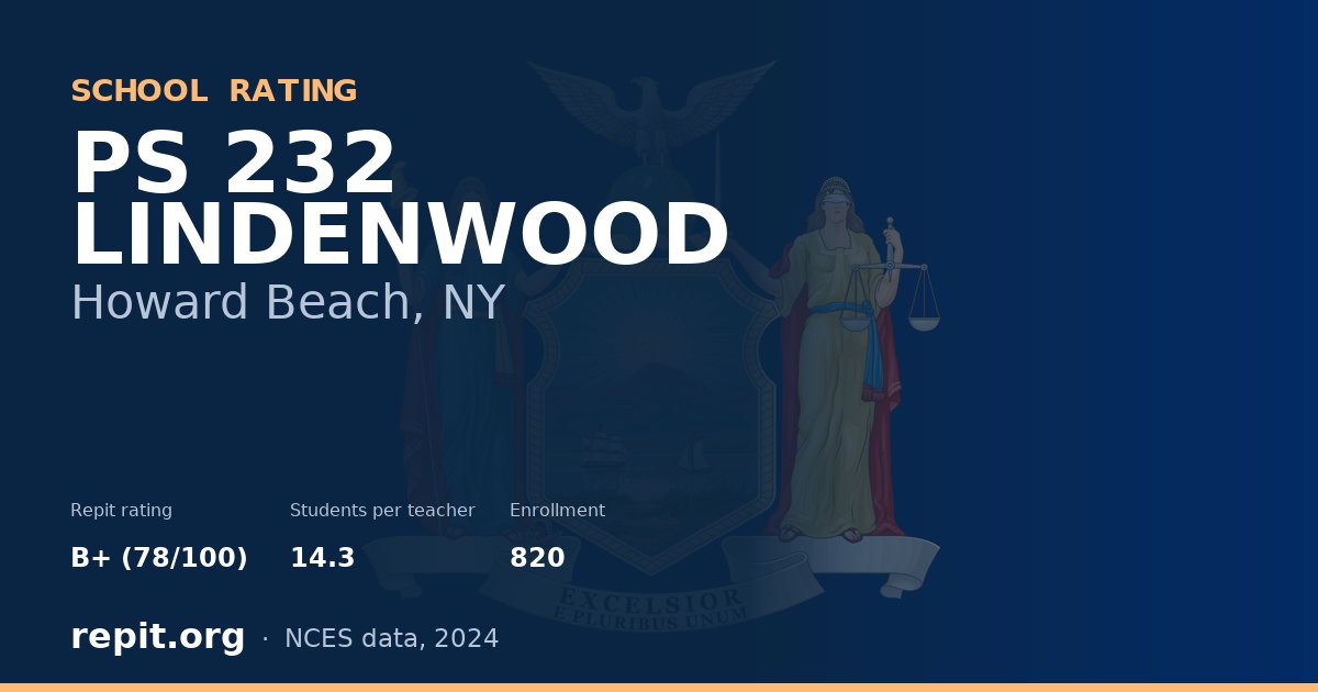 PS 232 LINDENWOOD, Howard Beach, NY — Repit school rating B+ (78/100)
