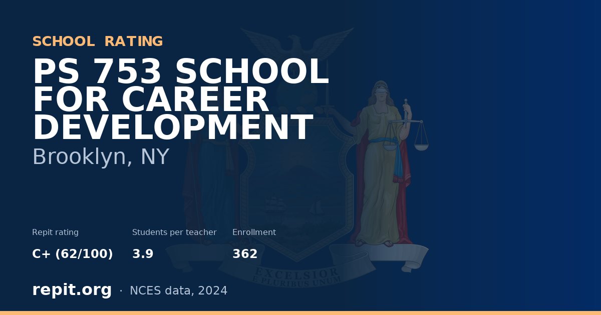 PS 753 SCHOOL FOR CAREER DEVELOPMENT, Brooklyn, NY — Repit school rating C+ (62/100)