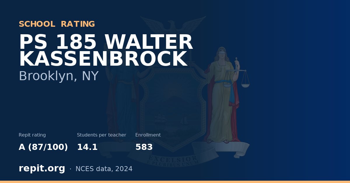 PS 185 WALTER KASSENBROCK, Brooklyn, NY — Repit school rating A (87/100)