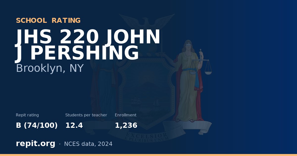 JHS 220 JOHN J PERSHING, Brooklyn, NY — Repit school rating B (74/100)