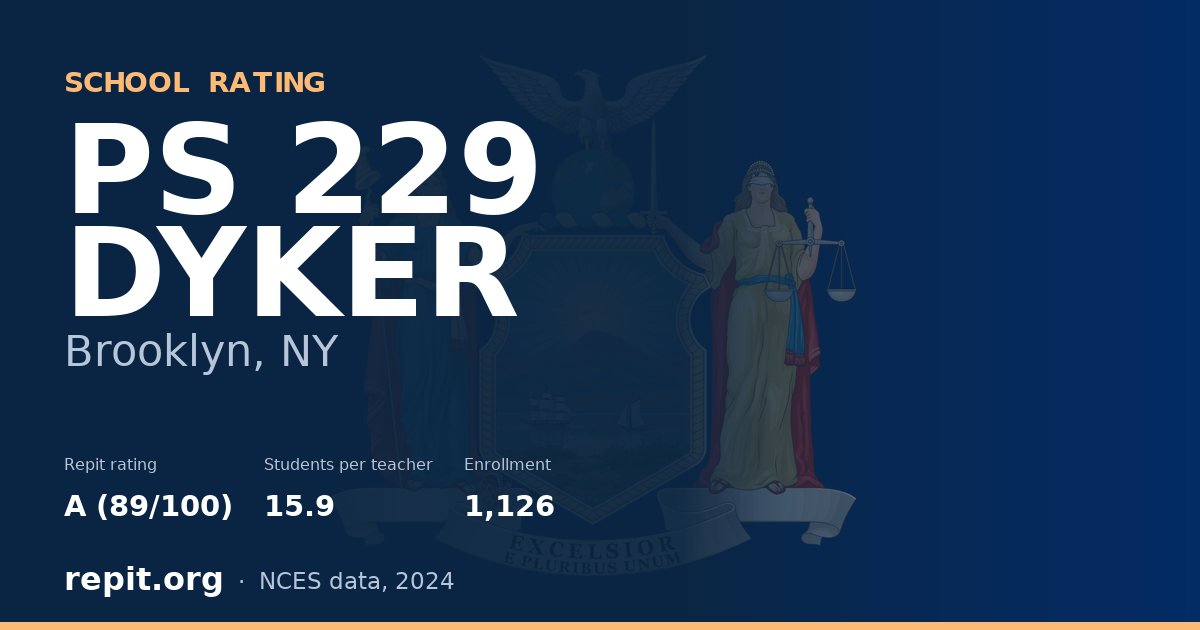 PS 229 DYKER, Brooklyn, NY — Repit school rating A (89/100)
