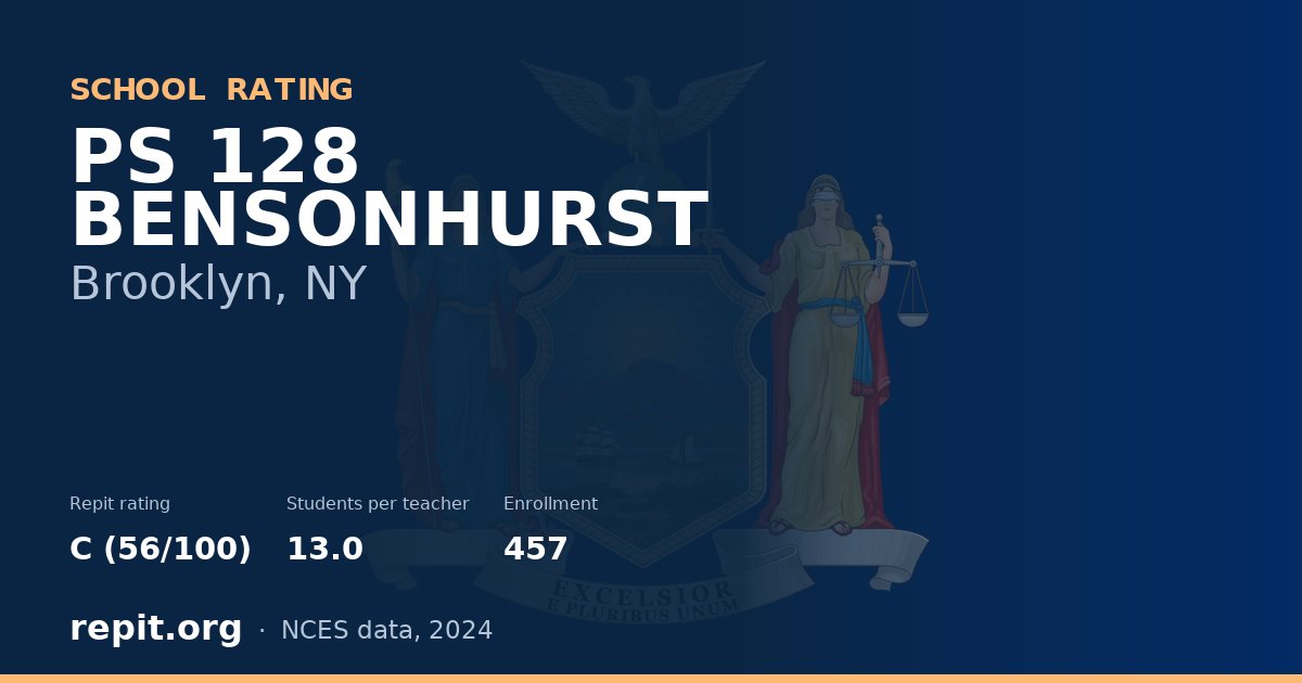 PS 128 BENSONHURST, Brooklyn, NY — Repit school rating C (56/100)