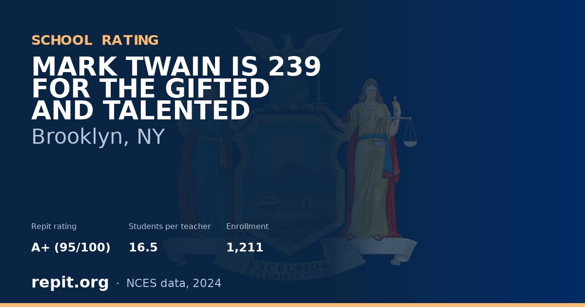 MARK TWAIN IS 239 FOR THE GIFTED AND TALENTED, Brooklyn, NY — Repit school rating A+ (95/100)