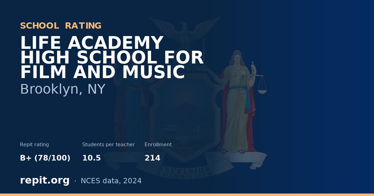 LIFE ACADEMY HIGH SCHOOL FOR FILM AND MUSIC, Brooklyn, NY — Repit school rating B+ (78/100)