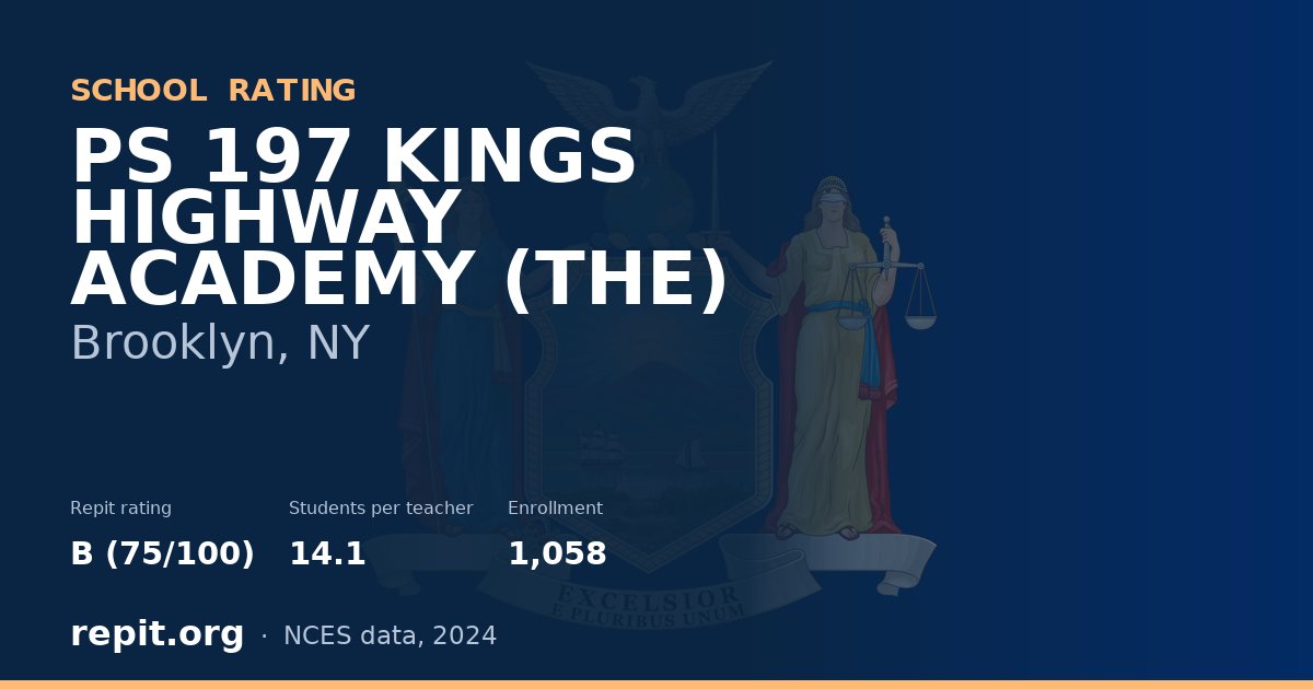 PS 197 KINGS HIGHWAY ACADEMY (THE), Brooklyn, NY — Repit school rating B (75/100)