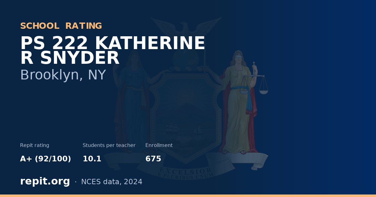 PS 222 KATHERINE R SNYDER, Brooklyn, NY — Repit school rating A+ (92/100)