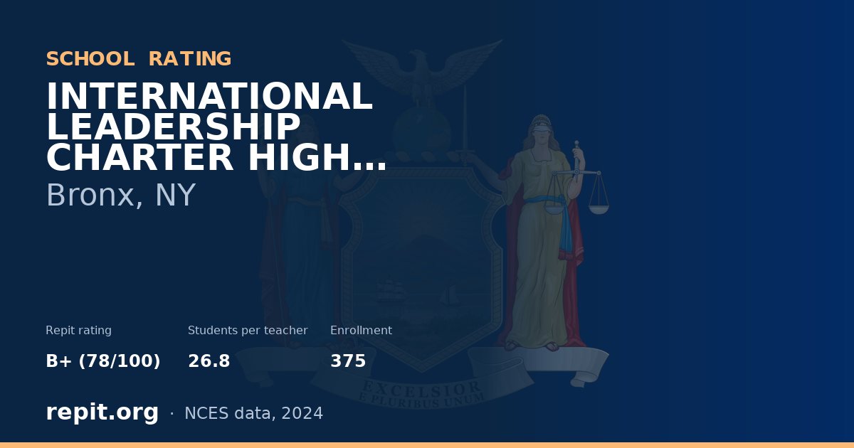INTERNATIONAL LEADERSHIP CHARTER  HIGH SCHOOL, Bronx, NY — Repit school rating B+ (78/100)