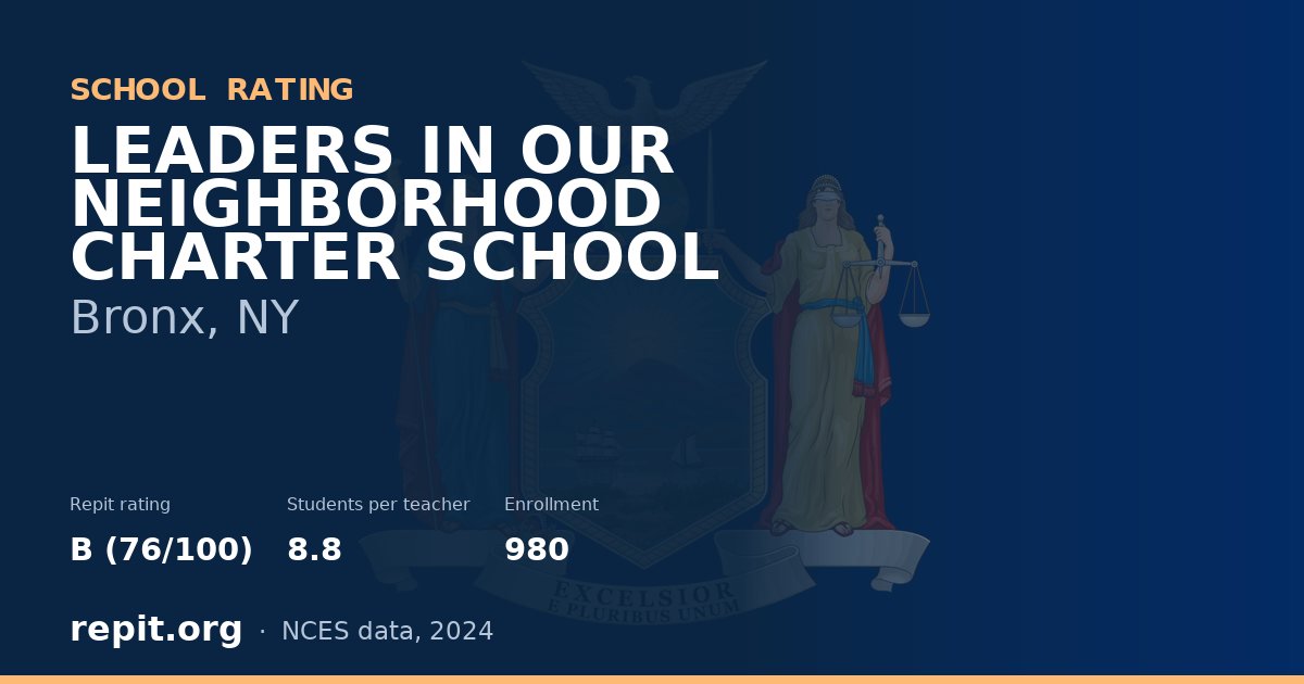 LEADERS IN OUR NEIGHBORHOOD CHARTER SCHOOL, Bronx, NY — Repit school rating B (76/100)