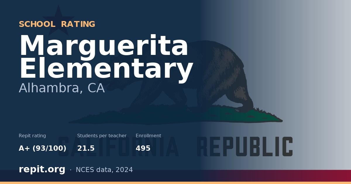 Marguerita Elementary, Alhambra, CA — Repit school rating A+ (93/100)