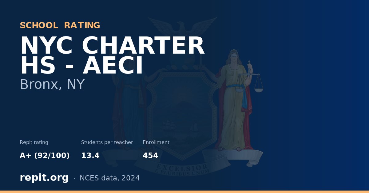 NYC CHARTER HS - AECI, Bronx, NY — Repit school rating A+ (92/100)