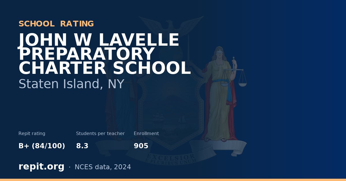 JOHN W LAVELLE PREPARATORY CHARTER SCHOOL, Staten Island, NY — Repit school rating B+ (84/100)