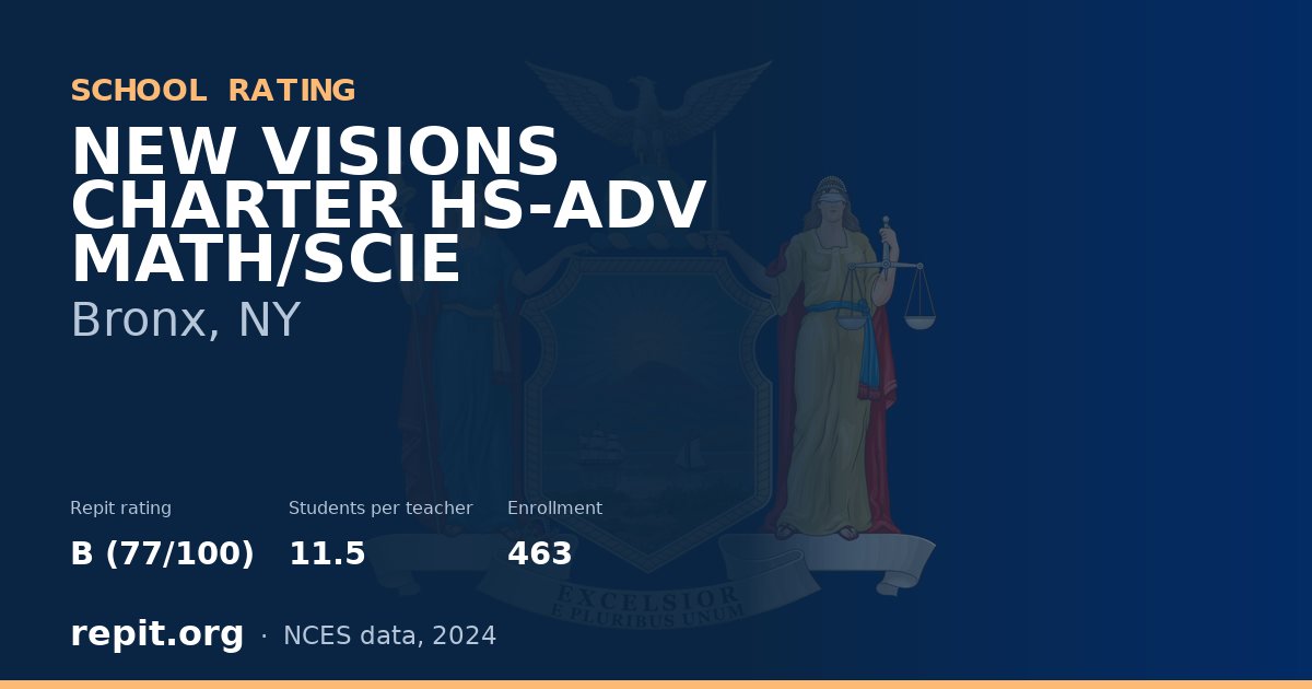 NEW VISIONS CHARTER HS-ADV MATH/SCIE, Bronx, NY — Repit school rating B (77/100)