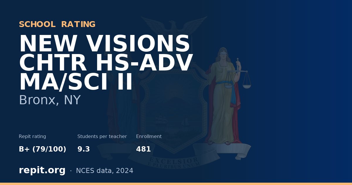 NEW VISIONS CHTR HS-ADV MA/SCI II, Bronx, NY — Repit school rating B+ (79/100)