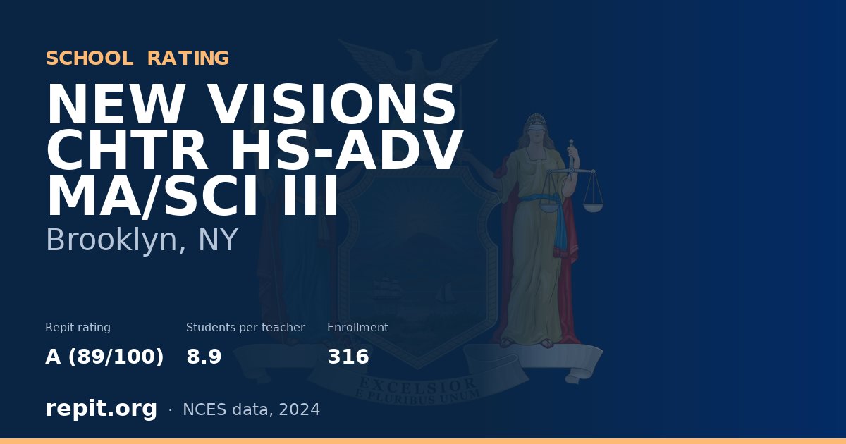 NEW VISIONS CHTR HS-ADV MA/SCI III, Brooklyn, NY — Repit school rating A (89/100)
