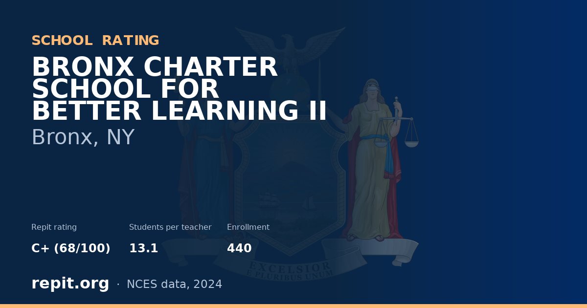 BRONX CHARTER SCHOOL FOR BETTER LEARNING II, Bronx, NY — Repit school rating C+ (68/100)