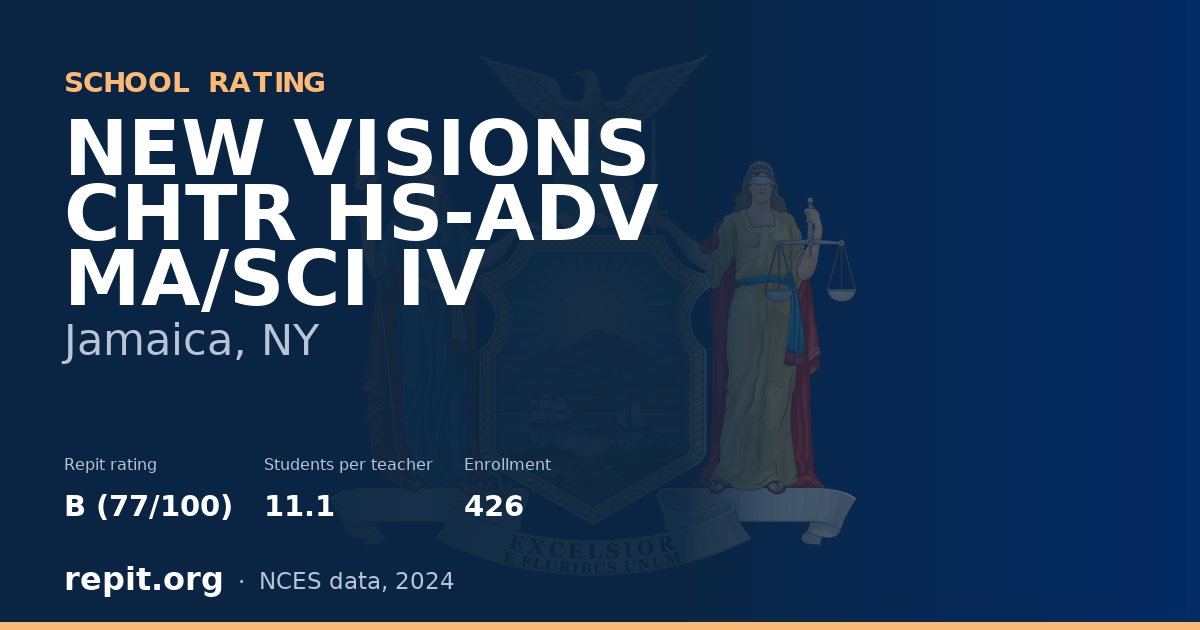 NEW VISIONS CHTR HS-ADV MA/SCI IV, Jamaica, NY — Repit school rating B (77/100)